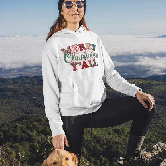 MERRY CHRISTMAS Y'ALL: UNISEX CUSTOM HOODIE - Picture 2 of 5